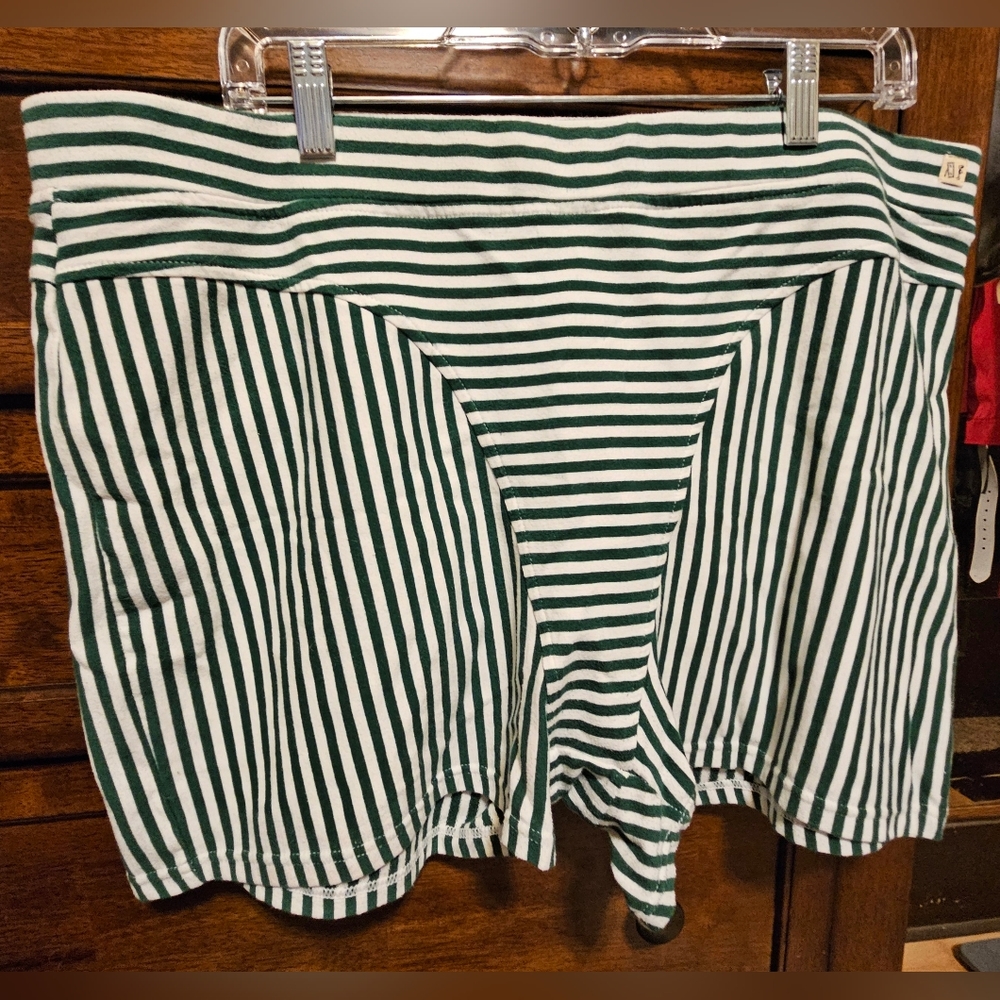Fashion Brand Company Green and White Striped "Thong" Shorts Sz. 4XL